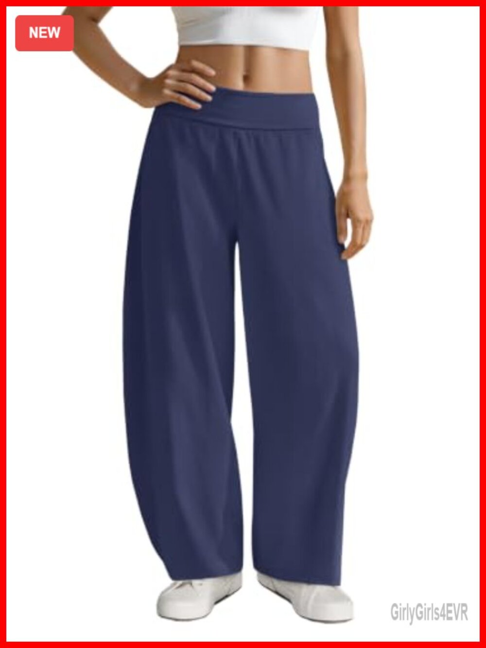 Wide Leg Palazzo Pants High Rise Elastic Waist Loose Fit Trousers